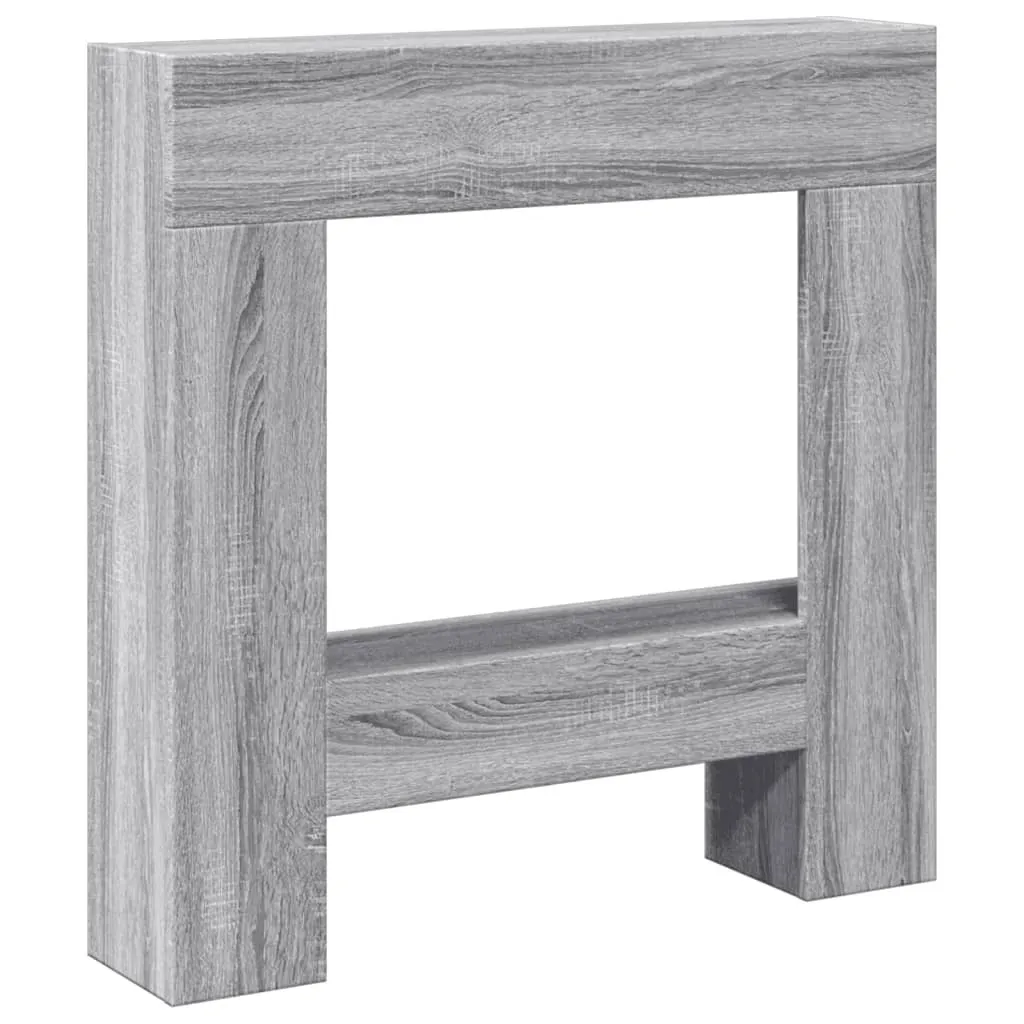 Cornice Decorativa per Camino Effetto Legno Grigio 81x18x82 cm