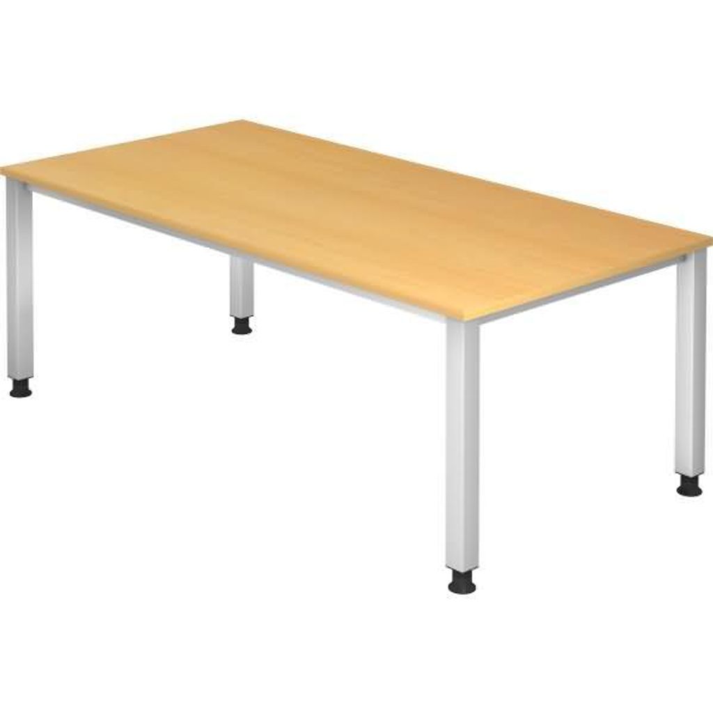 Büro Schreibtisch 200 x 100 cm Modell QS2E 6 = Buche-silber