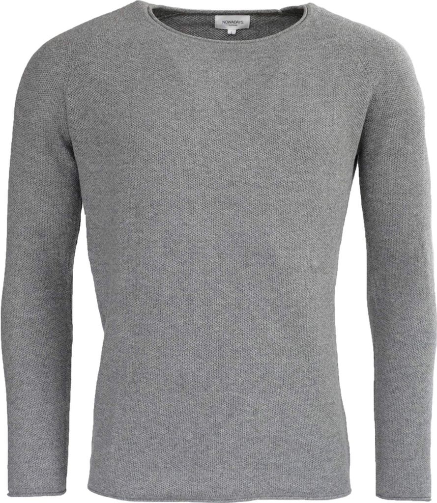 Nowadays (389) honeycomb crew neck, mid grey mel 153 153 S