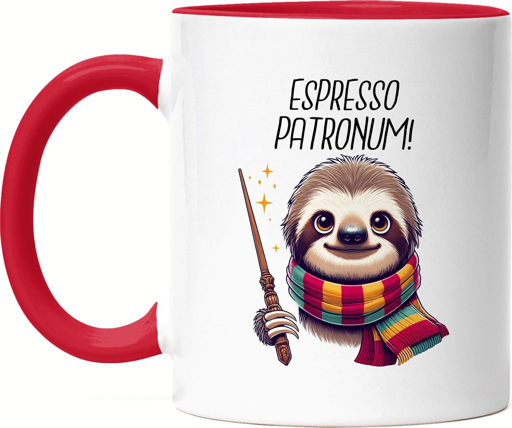 Espresso Patronum Faultier Tasse Rot - Zauberhafte Geschenkidee