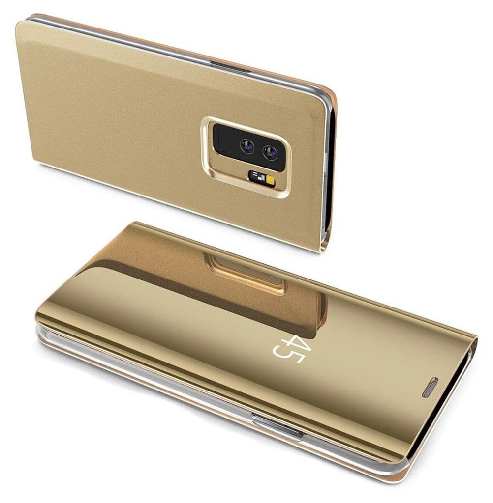 Smart View Spiegel Mirror Smart Cover kompatibel mit Samsung Galaxy A35 Schutzhülle Tasche Case Schutz Clear Gold
