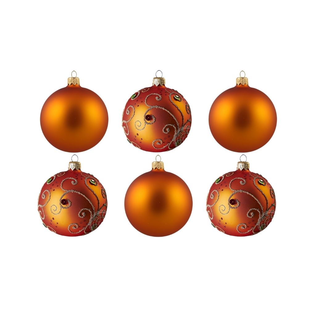 Set aus orange Weihnachtskugeln Matt Kaufland.de