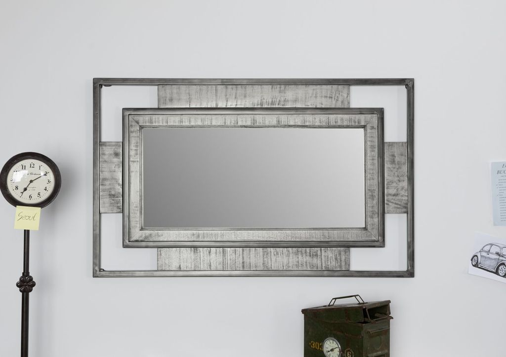 MASSIVMOEBEL24 Spiegel Mango 76x4x122 grau lackiert HEAVY Produktbild 