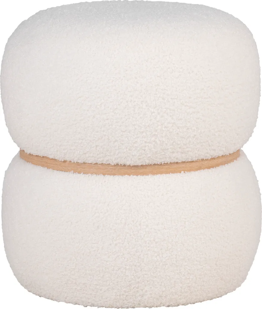 Siège d'appoint Milford blanc bouclé Ø38cm idéal pour petit salon cosy