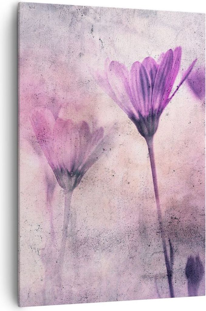 Bild auf Leinwand - Leinwandbild - Einteilig - Blumen Rosa Vintage - 70x100cm - Wand Bild - Wanddeko - Wandbilder - Leinwanddruck - Wanddekoration ...