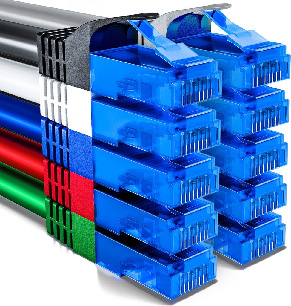 deleyCON 10x 1m CAT6 Netzwerkkabel Set - U-UTP RJ45 CAT-6 LAN Kabel Patchkabel Ethernetkabel DSL Switch Router Modem Repeater Patchpanel - Bunt