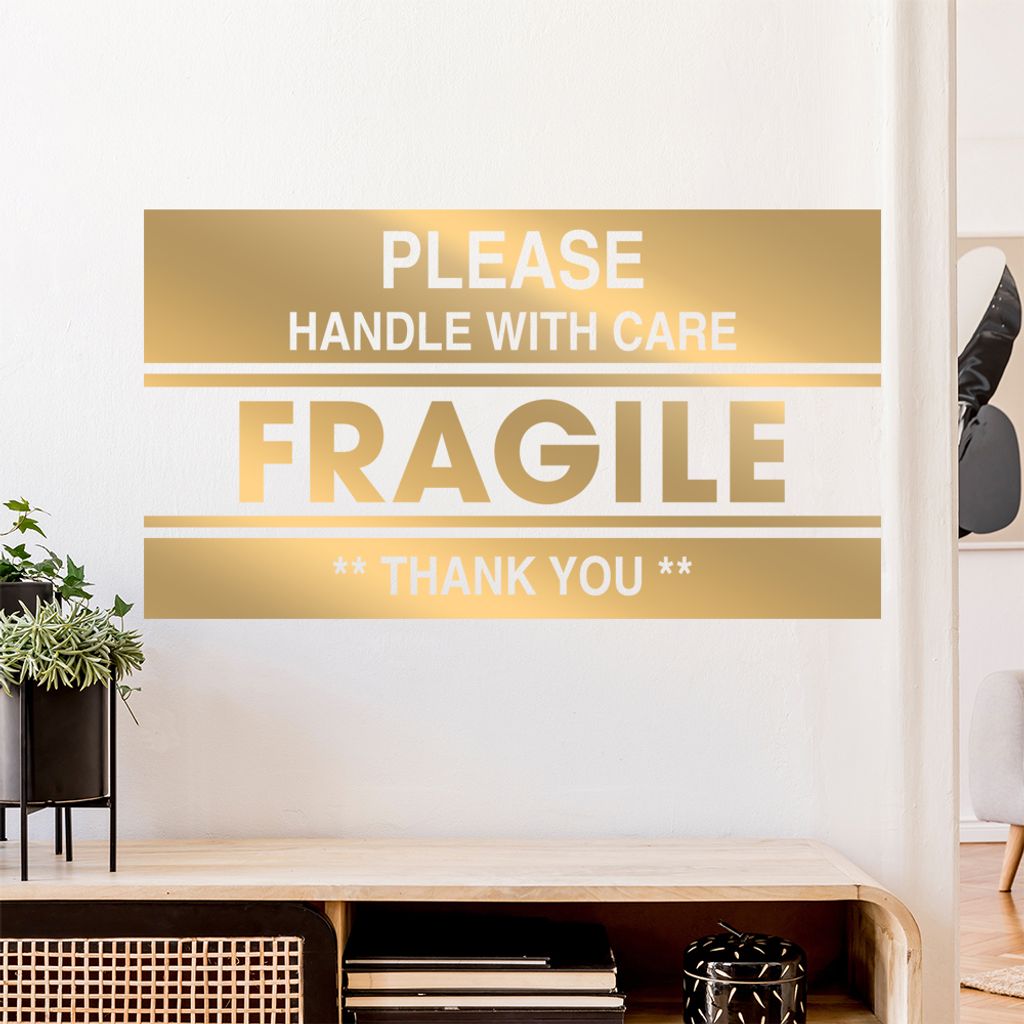 FRAGILE - please handle Wandtattoo Wandaufkleber Wall Sticker - Dekoration, Küche, Wohnzimmer, Schlafzimmer, Badezimmer