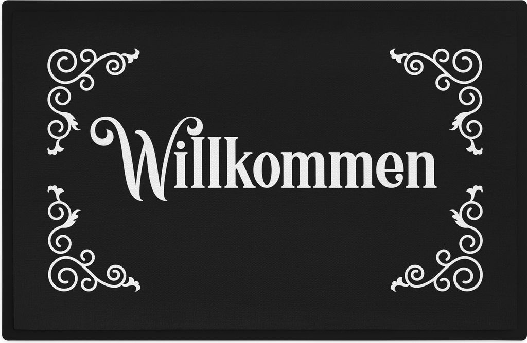 Trendation - Willkommen Fußmatte Grafik Schmutzfangmatte Geschenk Außen Innenbereich 60x40 cm Waschbar Türmatte