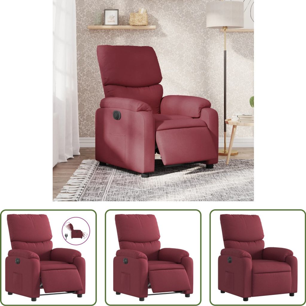 The Living Store Relaxsessel Elektrisch Weinrot Stoff