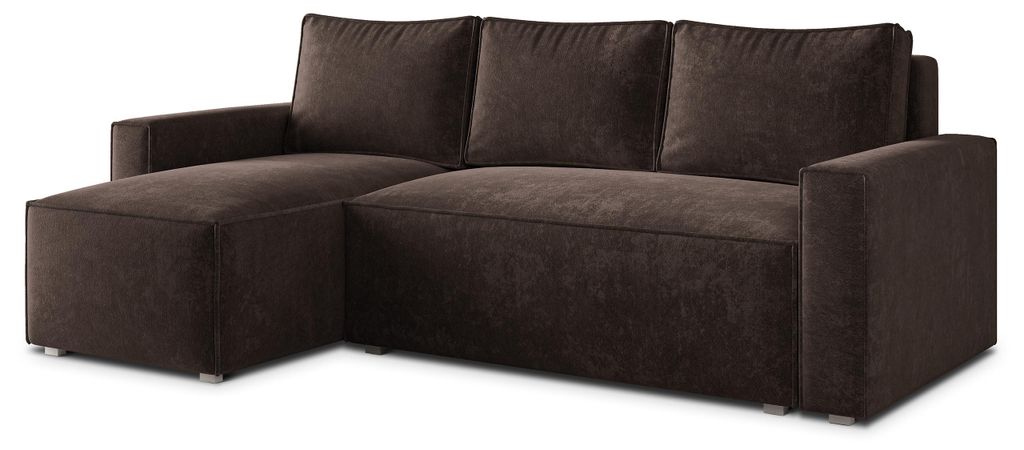 Masseno Ecksofa POTARO LM mit Schlaffunktion L-Form, Sofa mit Bettkasten, Wohnzimmersofa, Couch, Soffa, Bettsofa, Couchgarnitur- Braun, LUMO 40