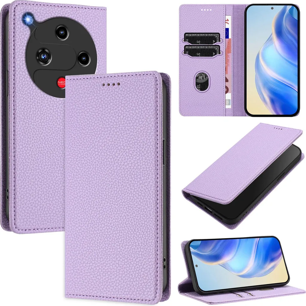 Custodia ZTE Nubia Focus 2 Portafoglio Pelle Litchi Viola | Premium Cover