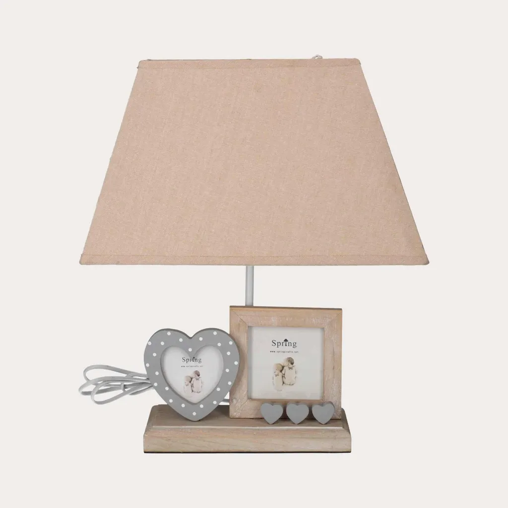 KEYHOMESTORE Lampe de table avec pied en bois et abat-jour beige Ø25cm