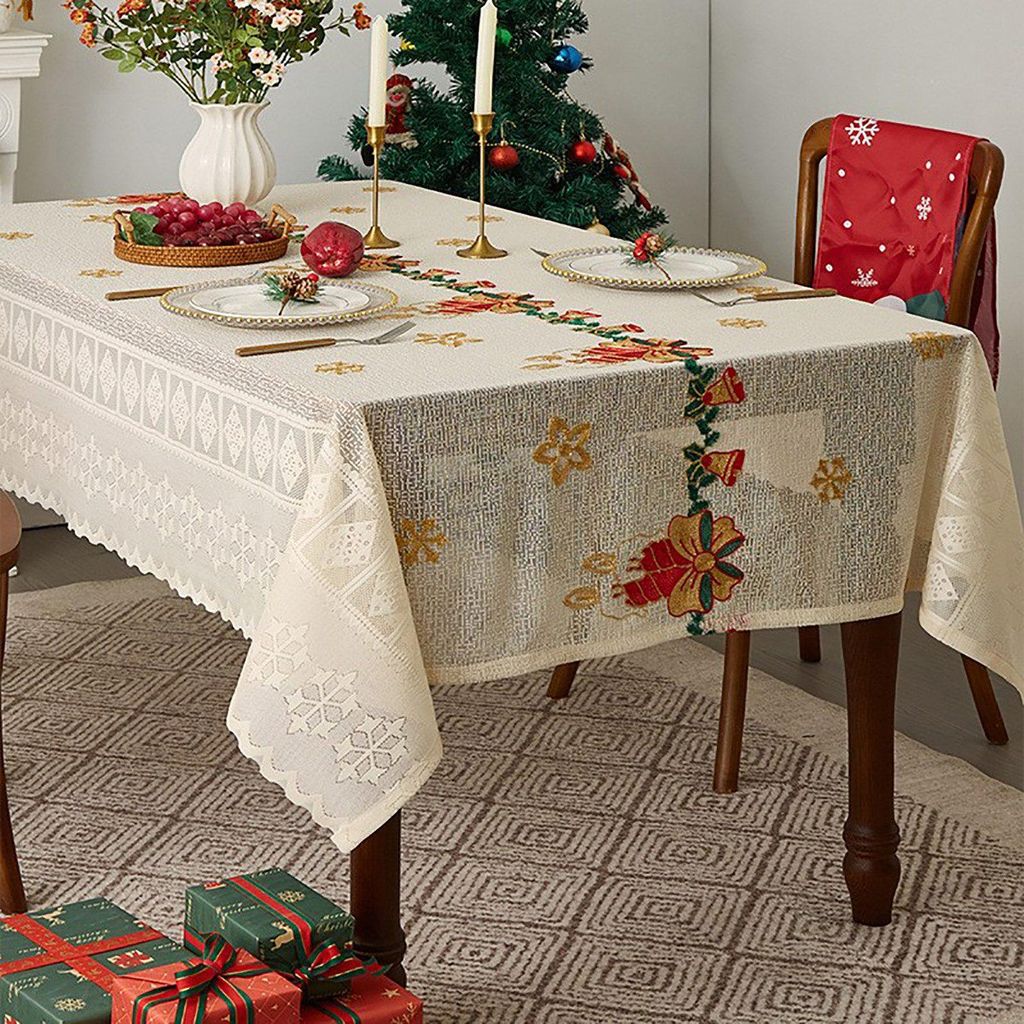 Weihnachten Tischdecke Rechteckige Spitze Tischtuch für Küche Party Dekor, Stil 2, 140x240cm