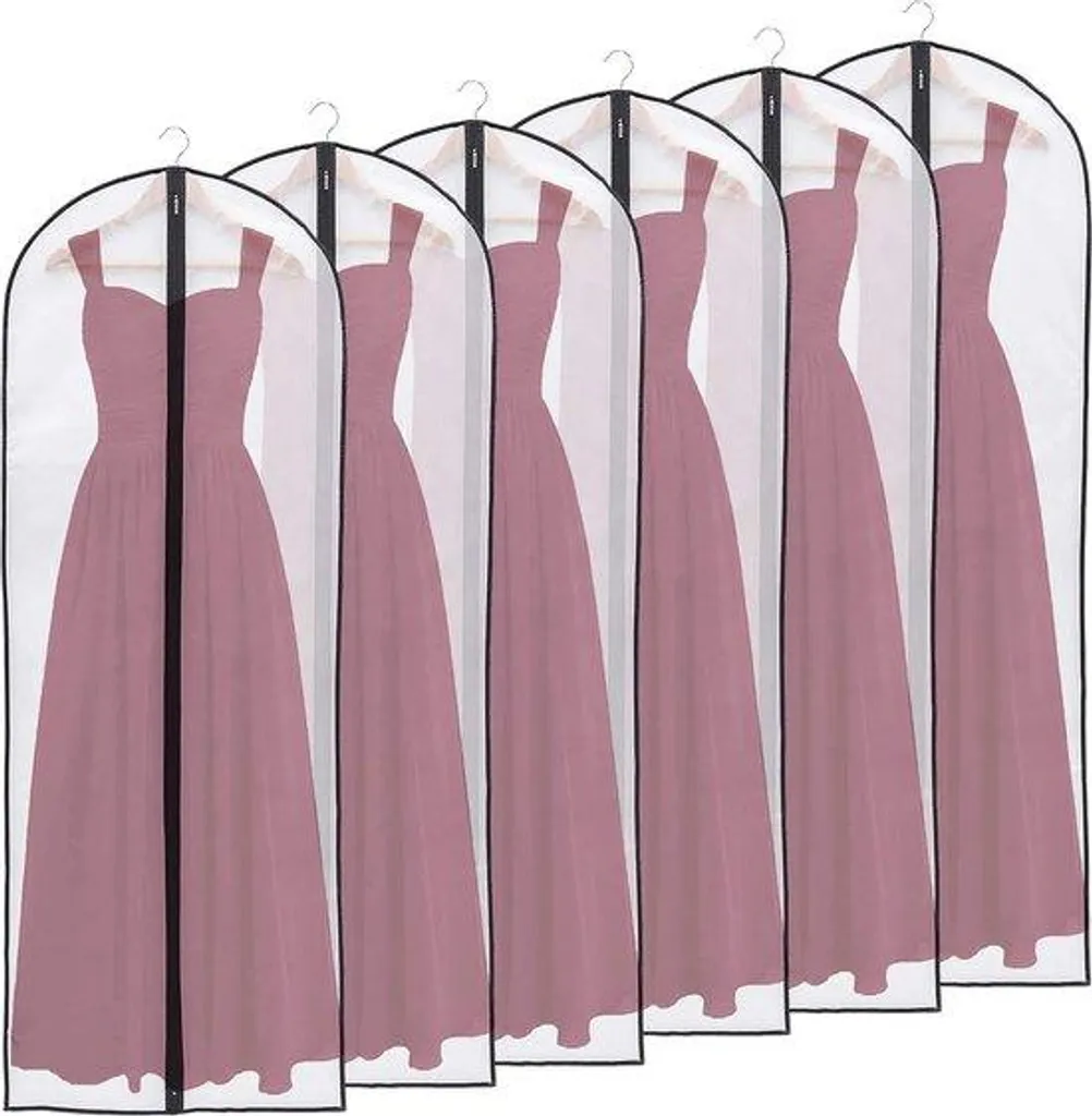 Lot de 6 Housses de Vêtement 160 cm Longues et Transparentes Noires