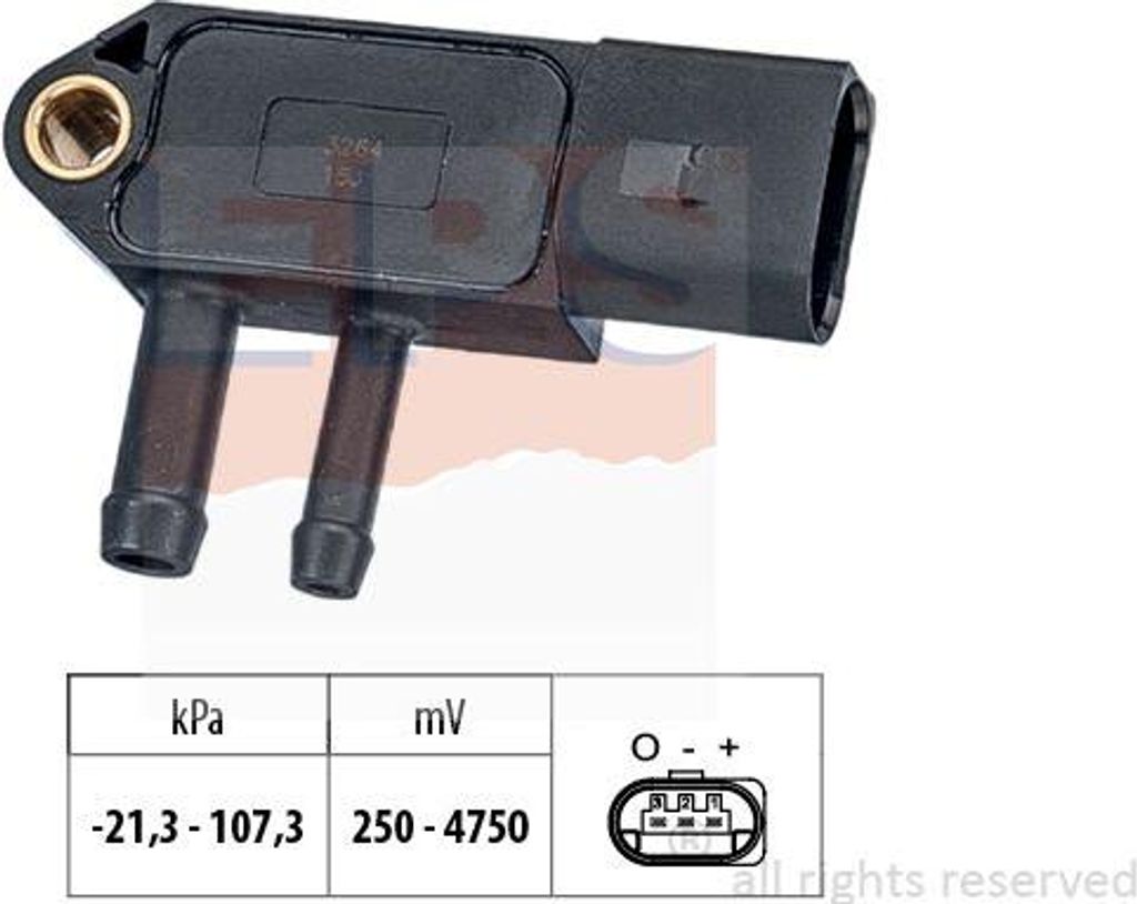 EPS 1.993.266 Abgasdrucksensor OE 076906051B kompatibel mit A3 8P, Q3, TT, Alhambra, Altea, Altea XL, Leon, Fabia, Octavia, Roomster, Superb, Yeti,...