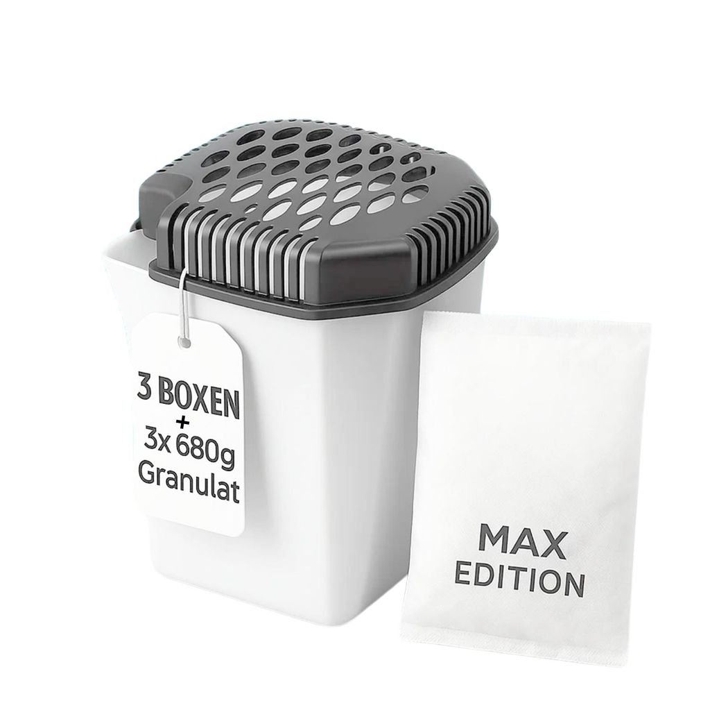 3 Stück Maxi Raumentfeuchter mit 3x 680g Granulat. Entfeuchter mit großem Volumen Luftentfeuchter ohne Strom