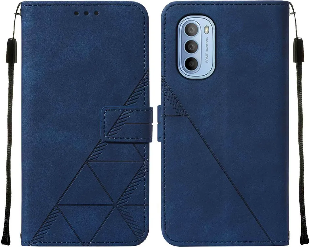 Custodia Wallet per Motorola Moto G31: Pelle Blu Goffrata con Porta Carte