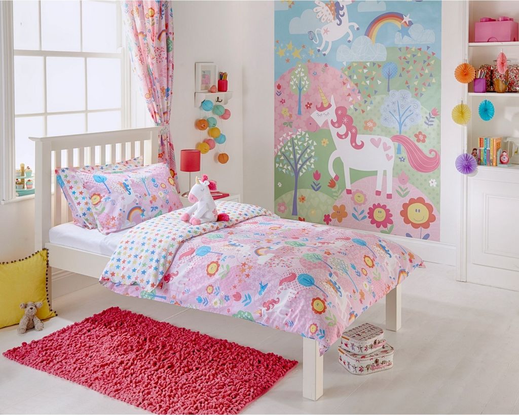 Riva Home Einhorn Falten Vorhänge , Gardinen RV1053 (168cm x 183cm) (Pink)