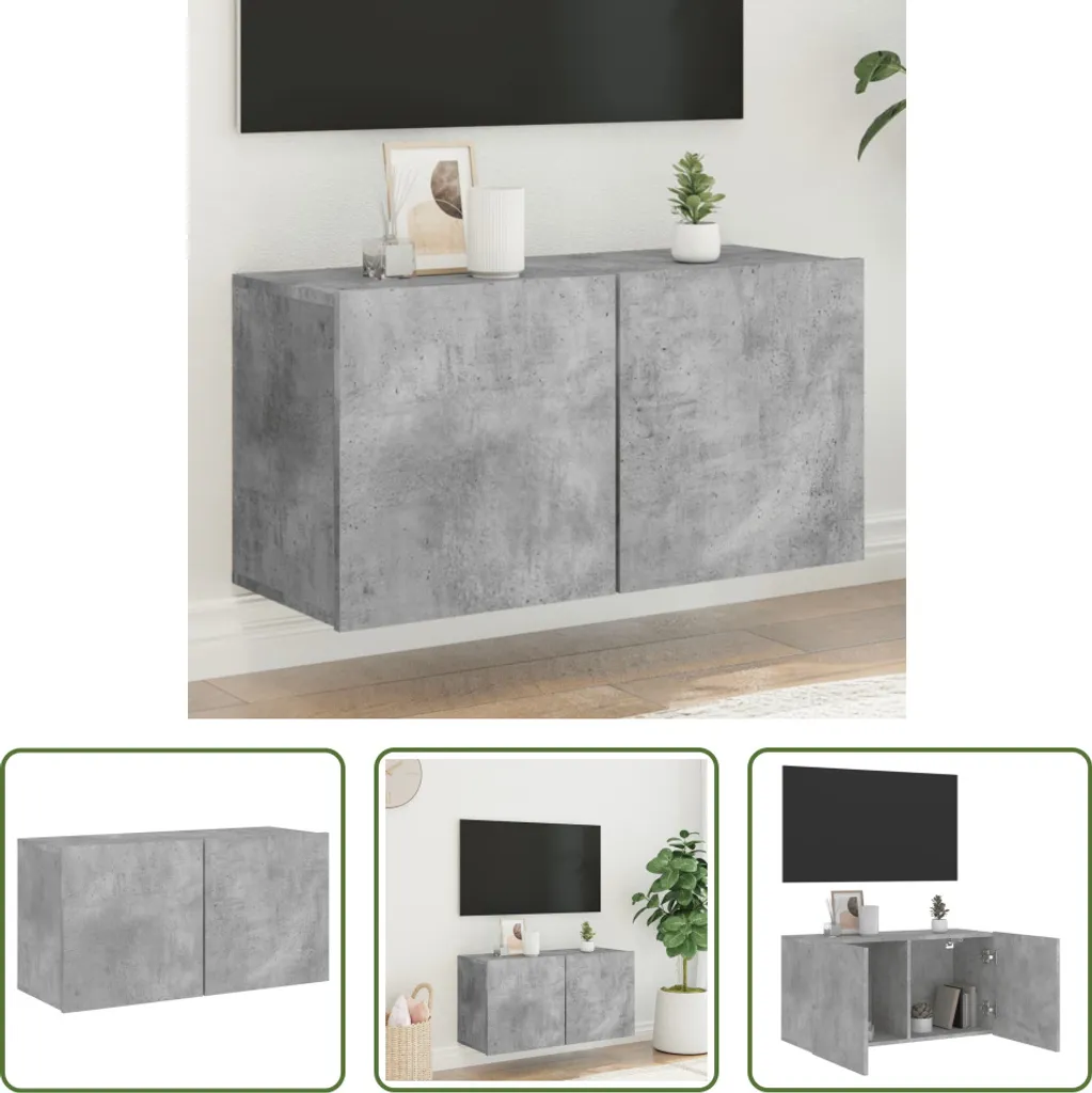Parete Porta TV 80cm Grigio Cemento | Mobile Sospeso The Living Store