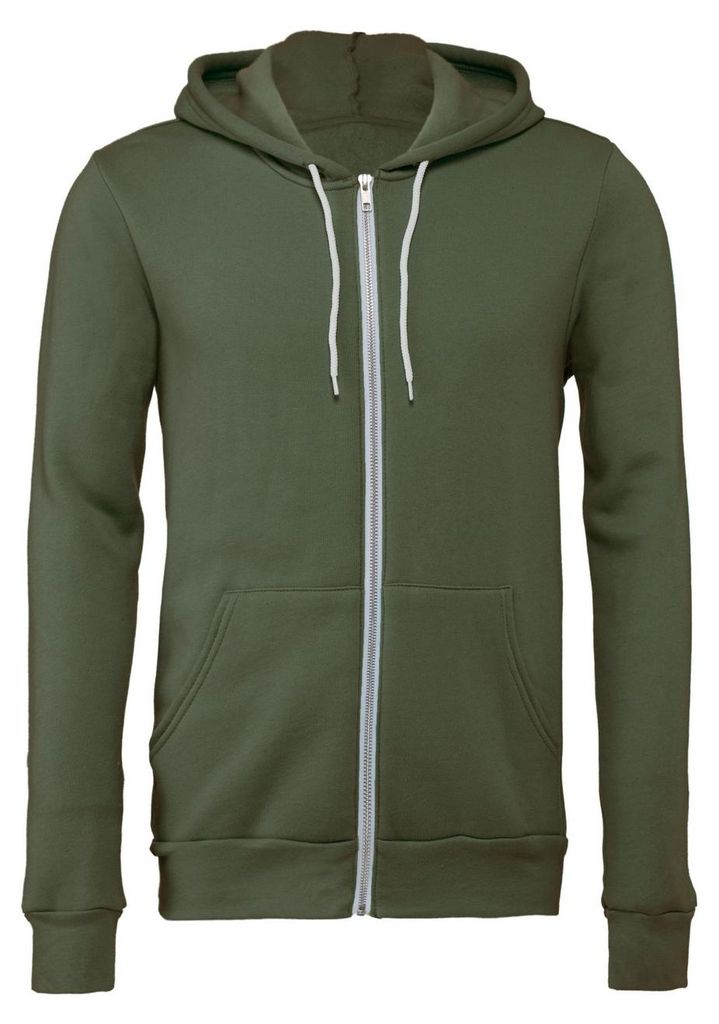Bella + Canvas - Hoodie mit durchgehendem Reißverschluss für Herren/Damen Uni FK2749 (XL) (Militärgrün)