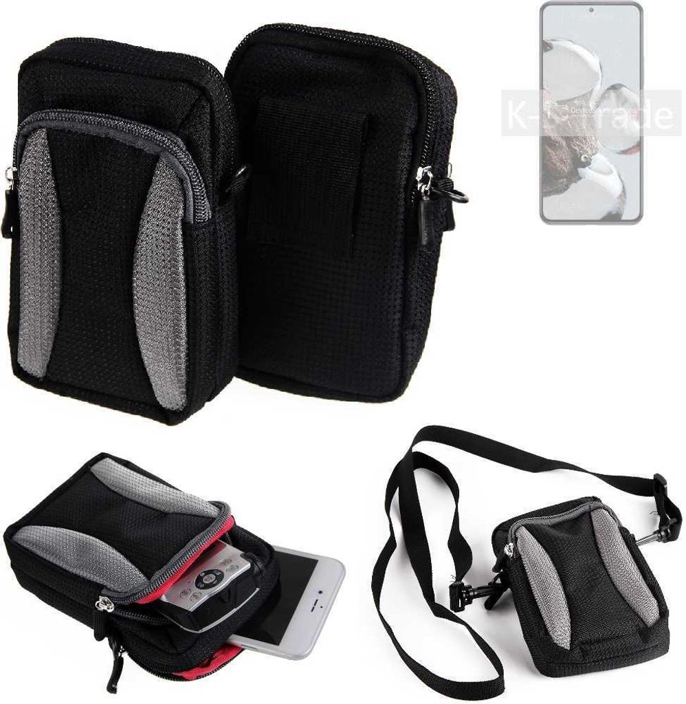 K-S-Trade Holster Schutz Hülle kompatibel mit Xiaomi 12T Pro Handy Hülle Gürteltasche Umhängetasche mit Zusatzfach schwarz