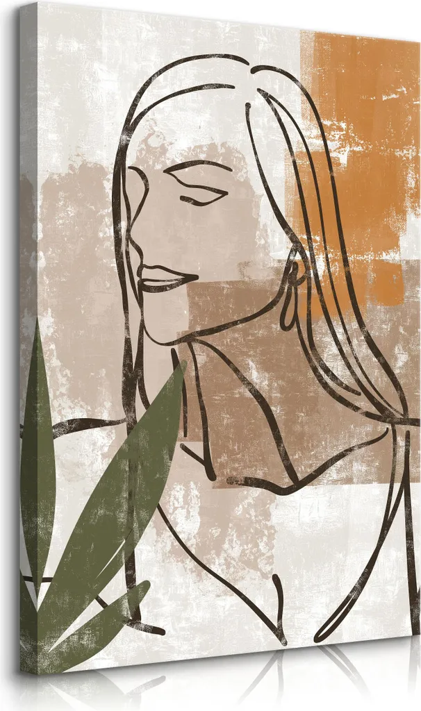 Muralo su tela per soggiorno RITRATTO DI DONNA astrazione stile boho l. 80cm x h. 120cm