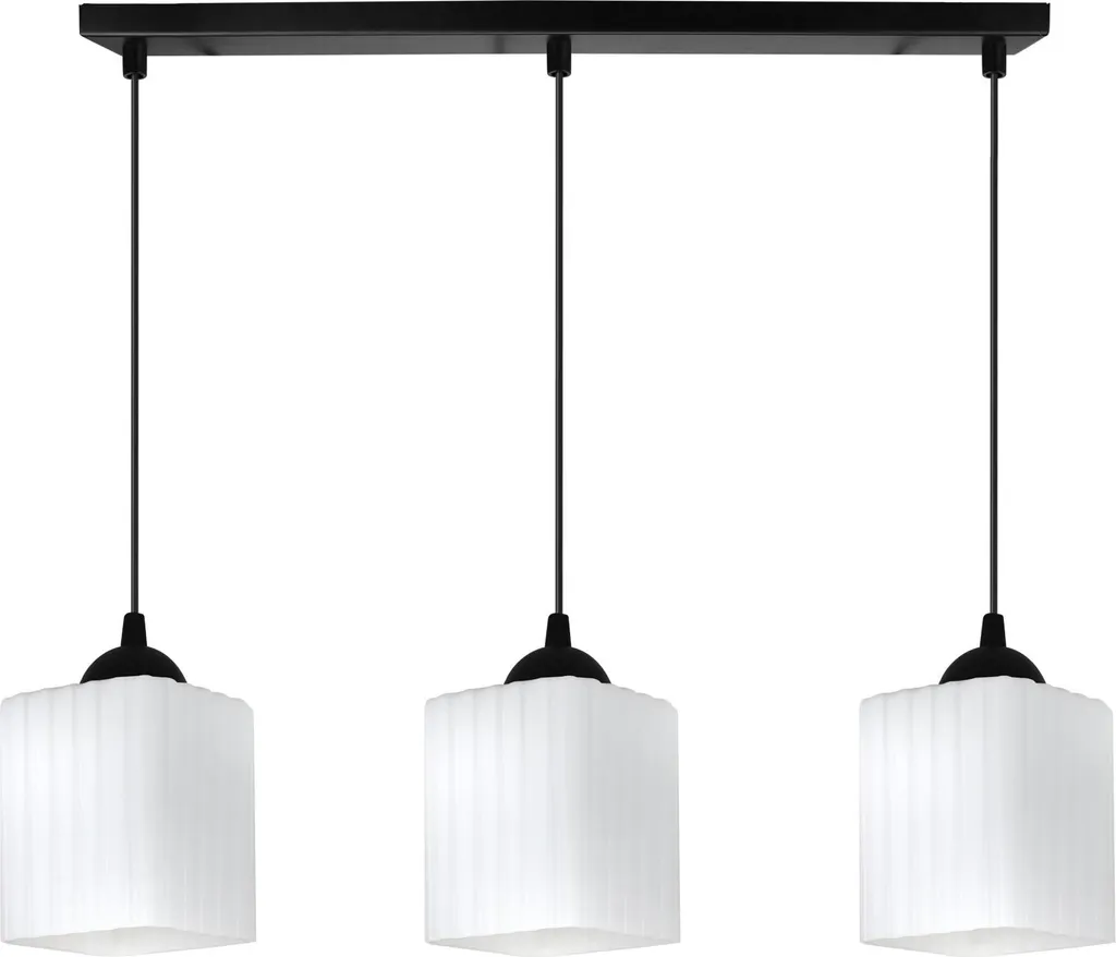 Riffle Lampada a Sospensione Nera 3 Luci Cubi Bianchi E27 | Design Moderno