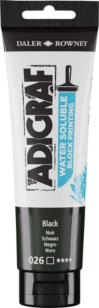 Daler Rowney Adigraf Block Printing Water Soluble Colour Farbe für Linolschnitt Black 150 ml