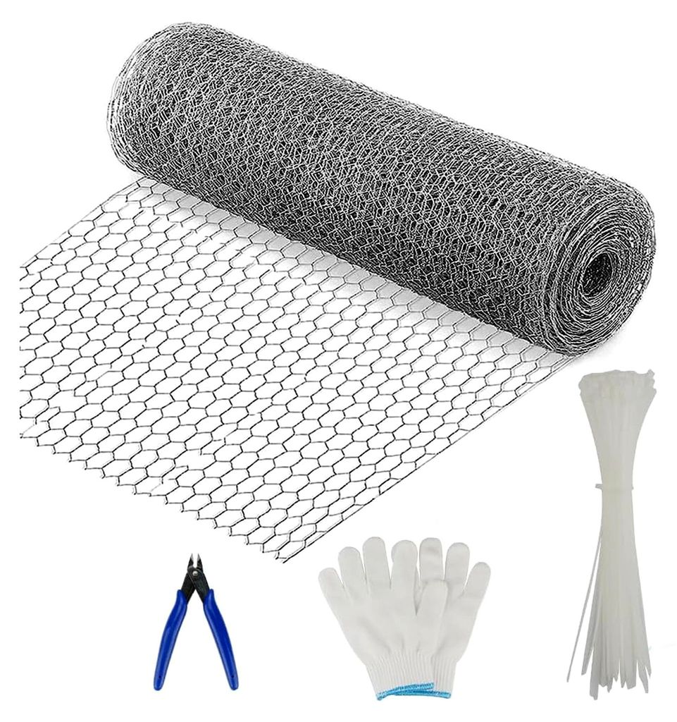 Maschendrahtzaun 40 cm x 10 m Sechseckgeflecht für Volieren, Hasen und Hühner | Verzinkt | Maschenweite 25 mm