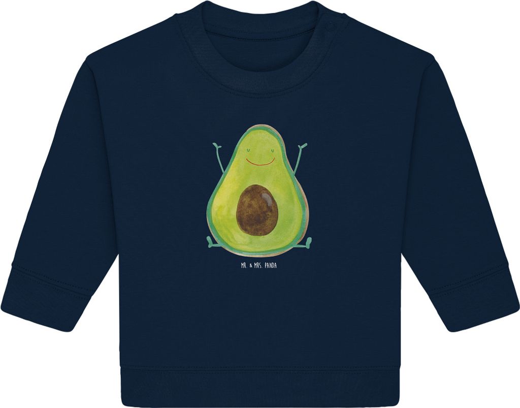 Mr. & Mrs. Panda Organic Baby Pullover Avocado Glücklich 6. - 12. Monat - French Navy - Geschenk, Frucht, Bullover, Chaos, Freude