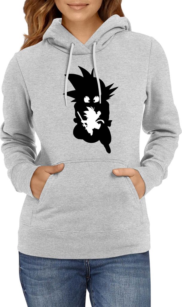 Damen Kapuzenpullover Dragon Anime Manga Ball Z Goku 35, Lady XS / Grau