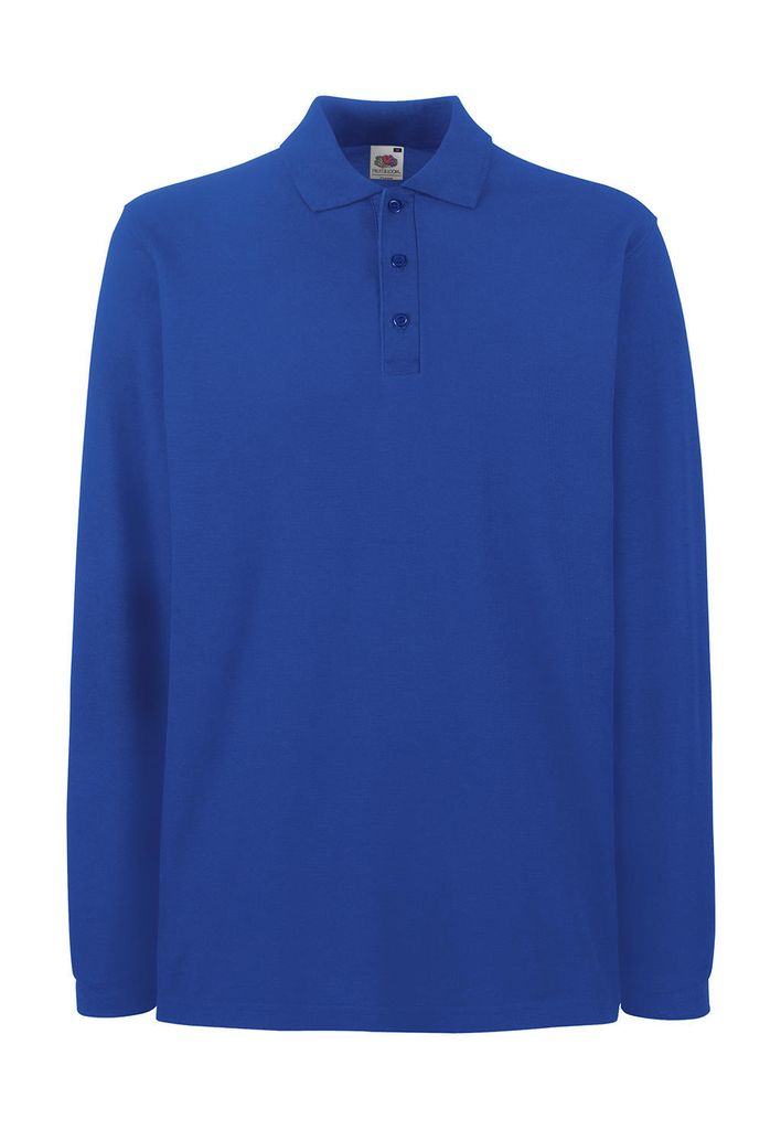 Fruit of the Loom Herren Poloshirt langarm Polo Shirt Polohemd T-Shirt, Größe:2XL, Farbe:Royal Blau