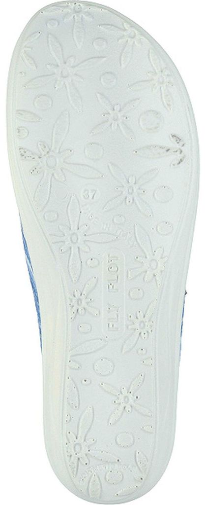 Fly Flot Damen Pantoffel Hausschuh gestreift Mesh Keilabsatz 330060, Größe:37 EU, Farbe:Blau