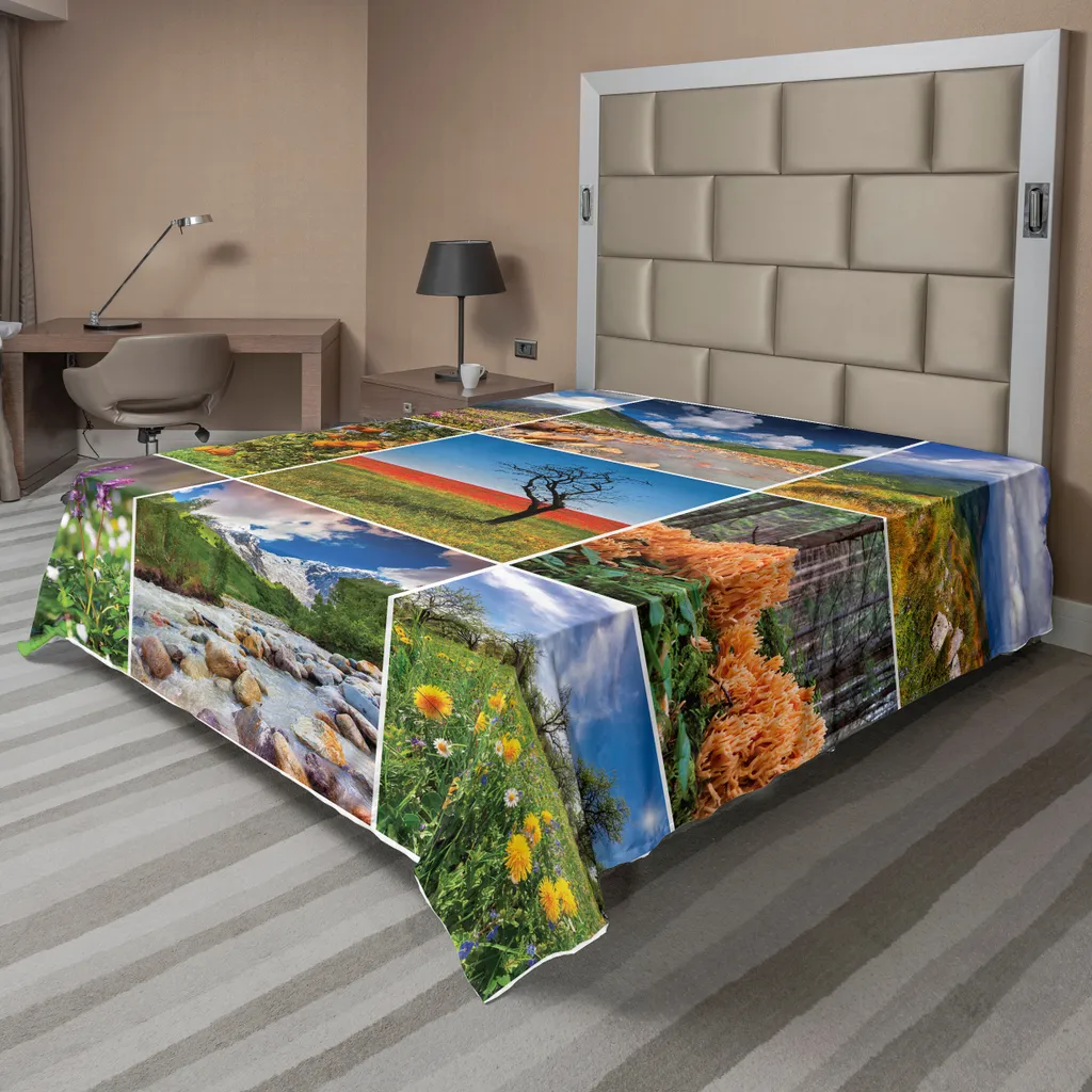 Drap d'été doux et confortable grand format motif paysage de montagne