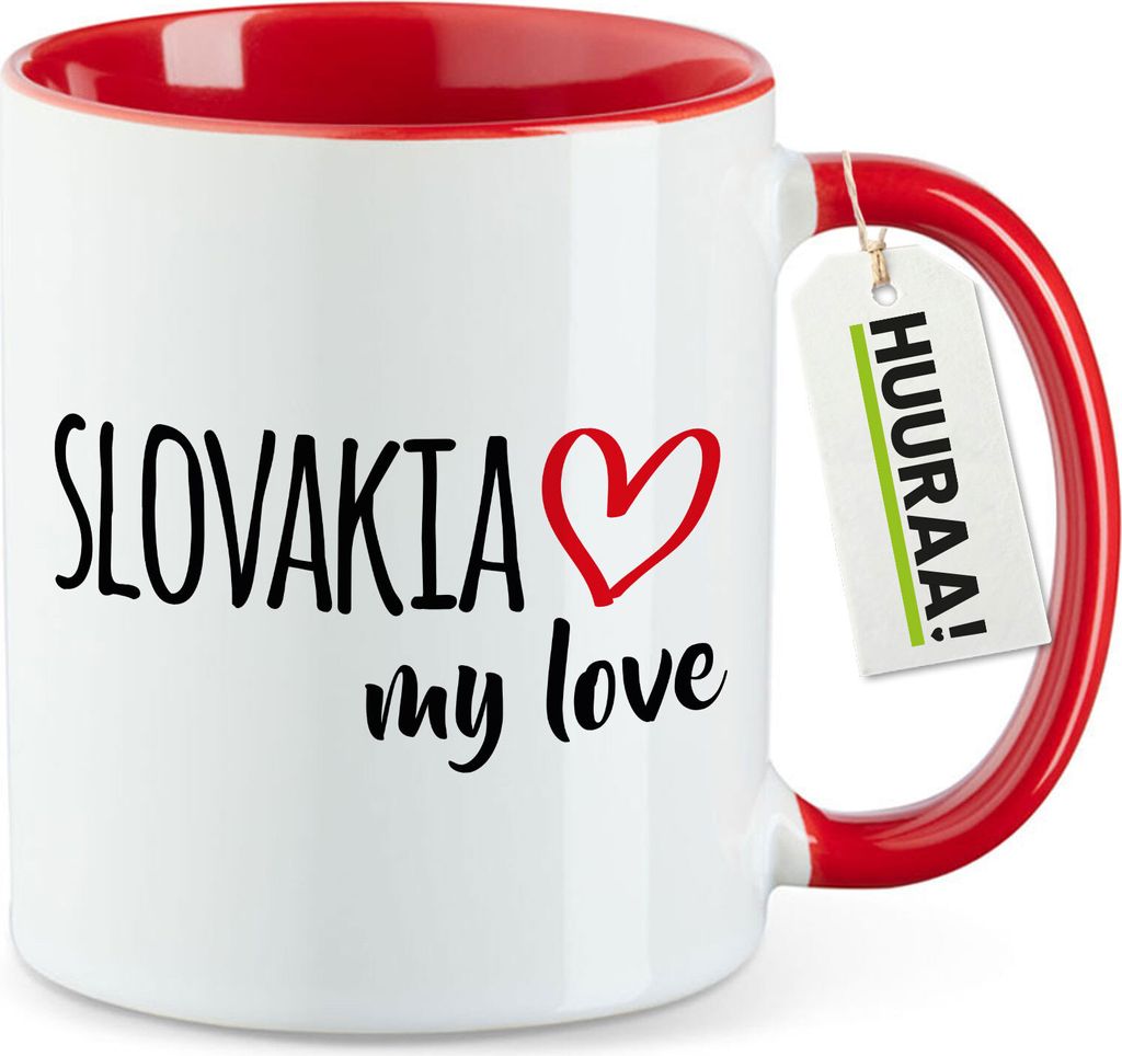 Huuraa Kaffeetasse Slovakia my love 330ml Rot Keramik Kaffeebecher Geschenkidee
