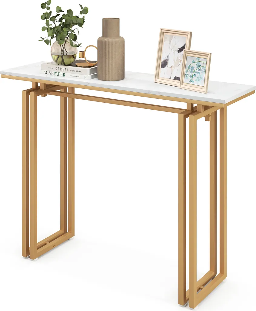 Meuble console pour décoration de salon aspect marbre chic 110cm de long