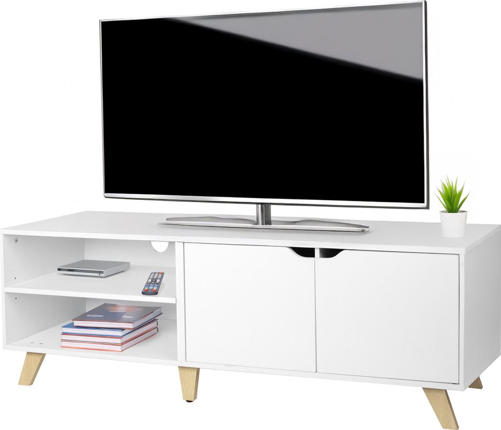 Mobile TV basso Relaxdays, 6 ripiani, mobile TV fino a 60 Immagine del prodotto 