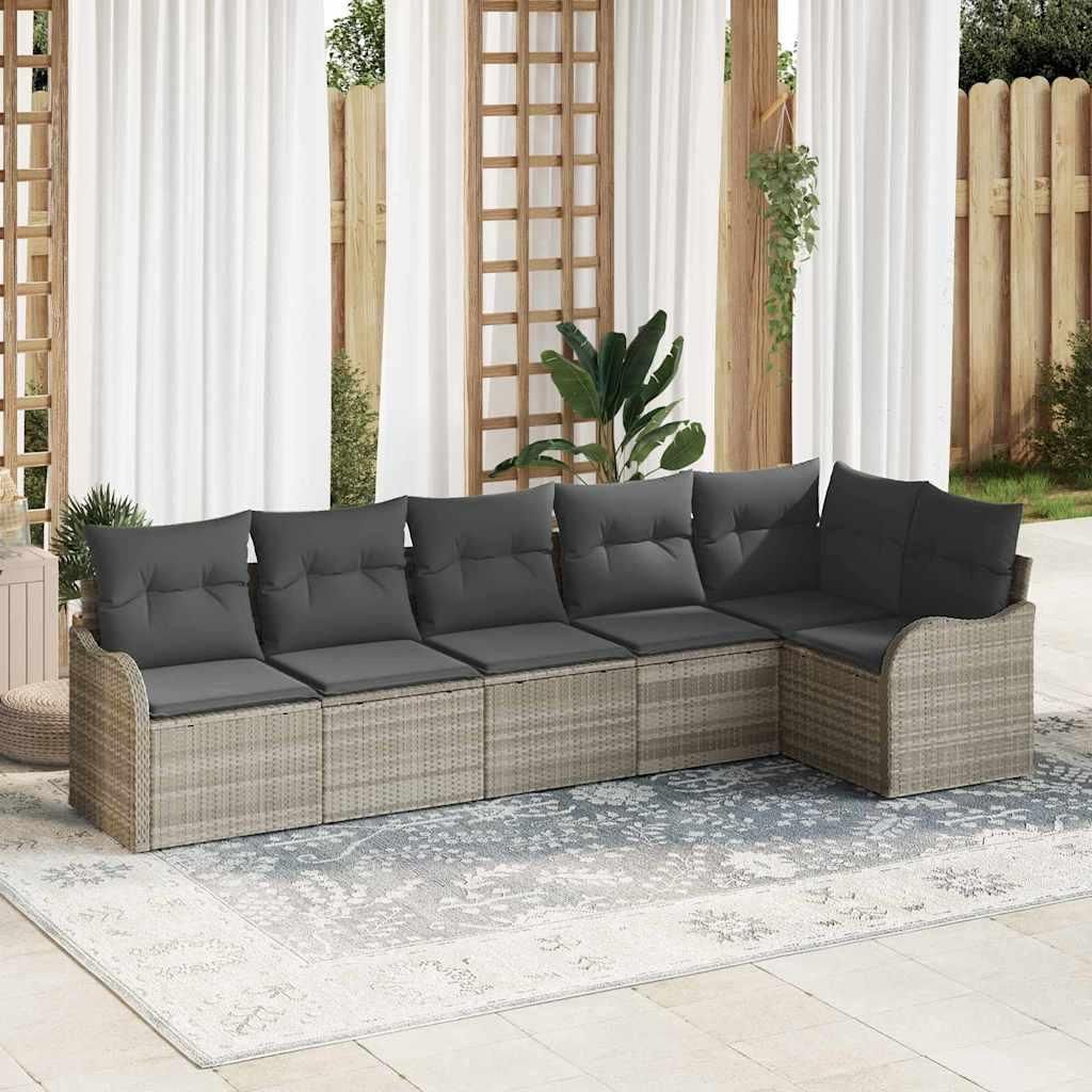 Maison Exclusive - Gartensofa-set mit Speicher 6 pcs Hellgrau Poly-Rattan