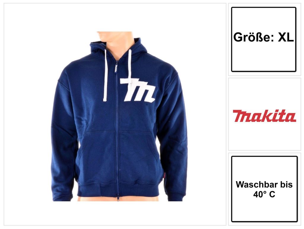 Makita Hoodie mit Reißverschluss Größe XL ( 98P145XL ) Produktbild 