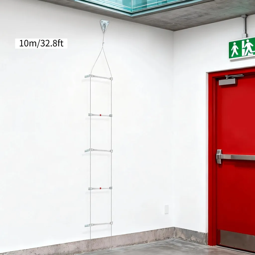 Échelle de secours 10m en alliage d'aluminium avec crochets robustes