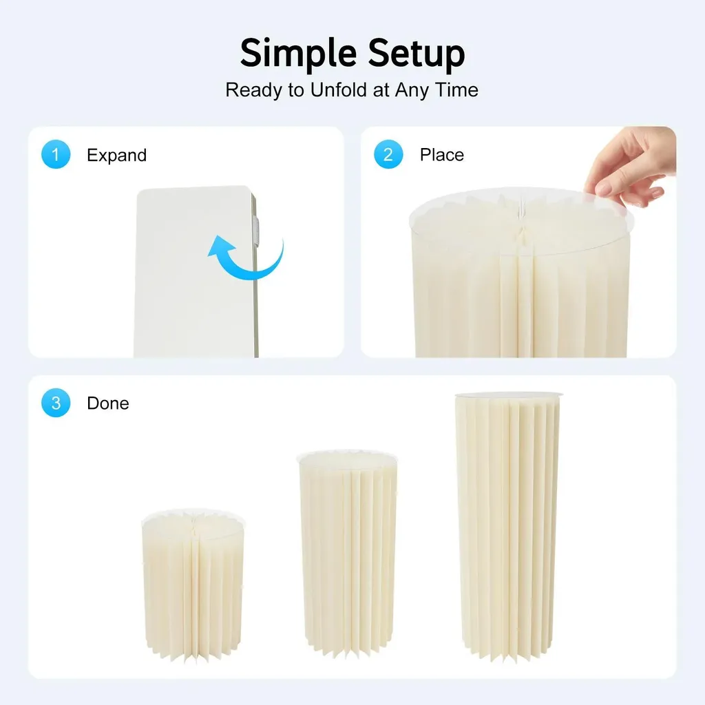 Support de présentation robuste pliable blanc en carton gain de place L