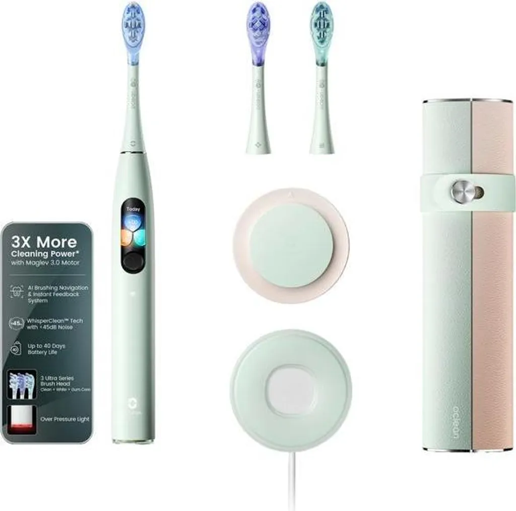 Oclean X Ultra S Verte : Brosse Sonique Connectée avec Écran et Boîtier - 6