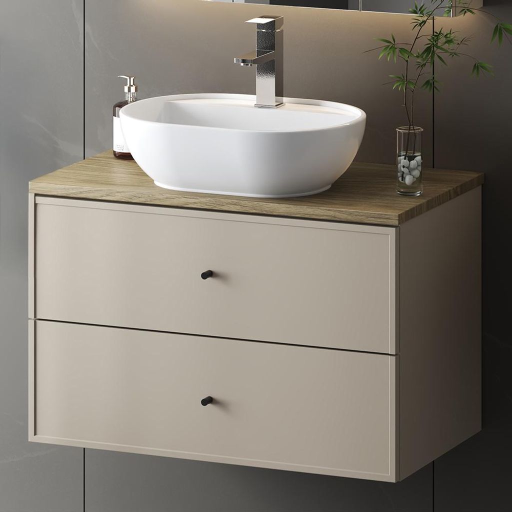 Badezimmer Waschtischplatte in 60 cm Breite, Eiche - MURANO-140