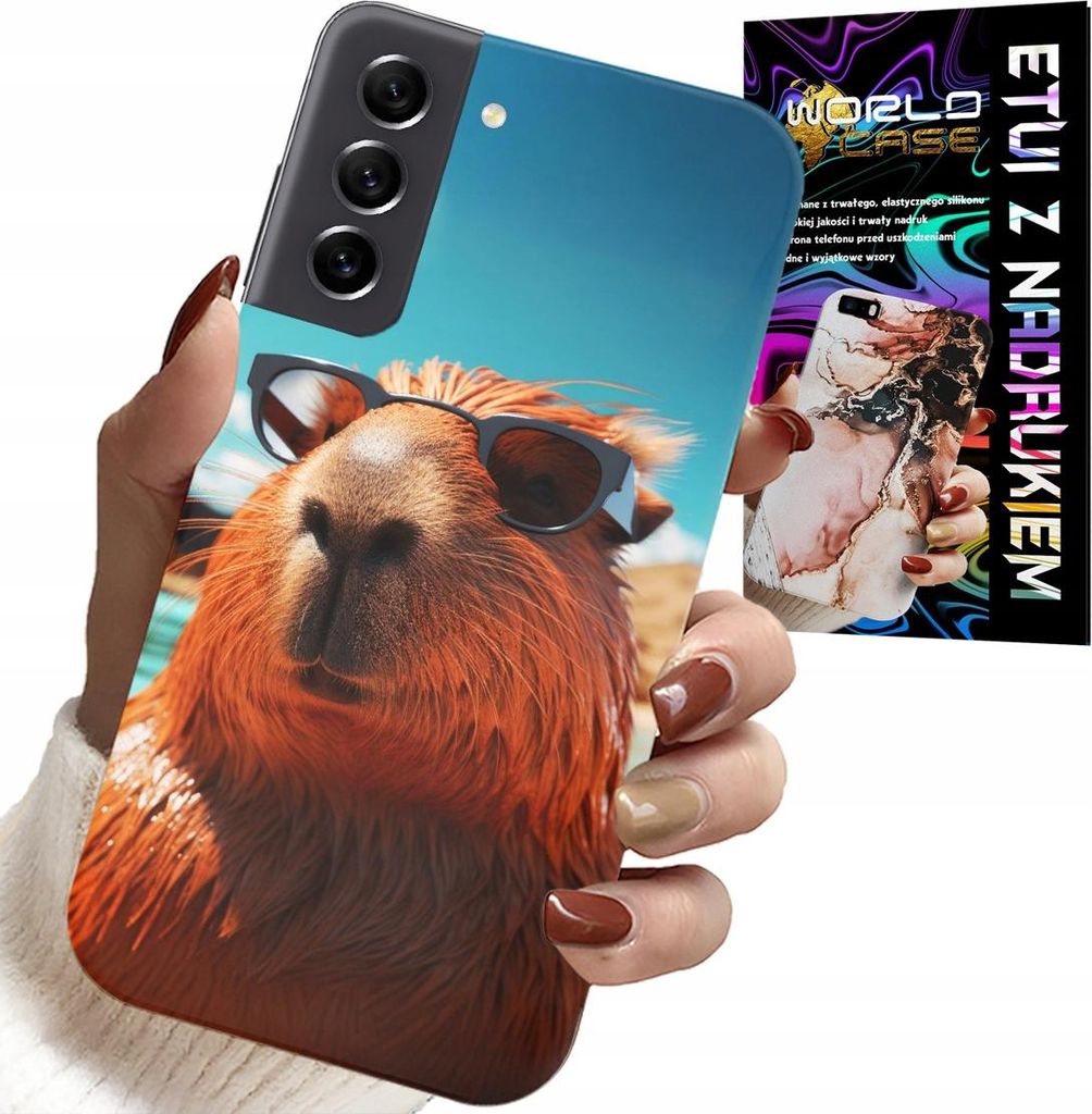 Etui Für Samsung Galaxy S21 - Süsses Wasserschwein, Wasserschwein Etui + Glas
