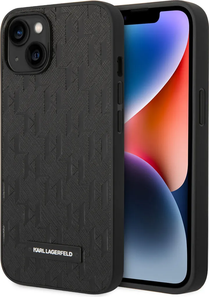 Custodia Karl Lagerfeld iPhone 14/15/13 Saffiano Metal Logo Nero