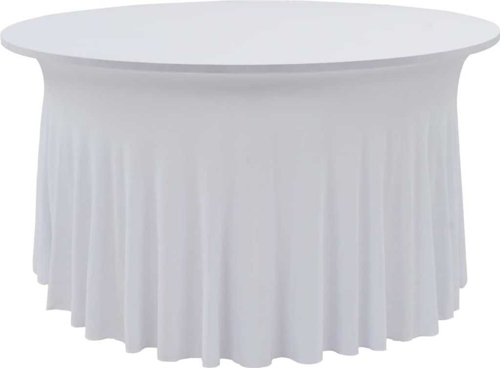 2 Stück Stretch-Tischdecken mit Rand Weiß 180 x 74 cm
