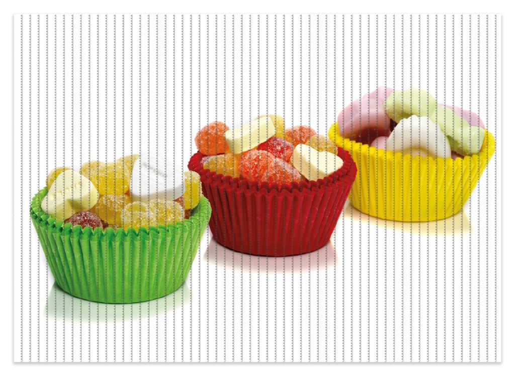 Wallario Duschmatte Antirutschmatte Badmatte Fußmatte Sweets - Süßigkeiten-Muffins in der Küche, Größe ca. 70 x 50 cm