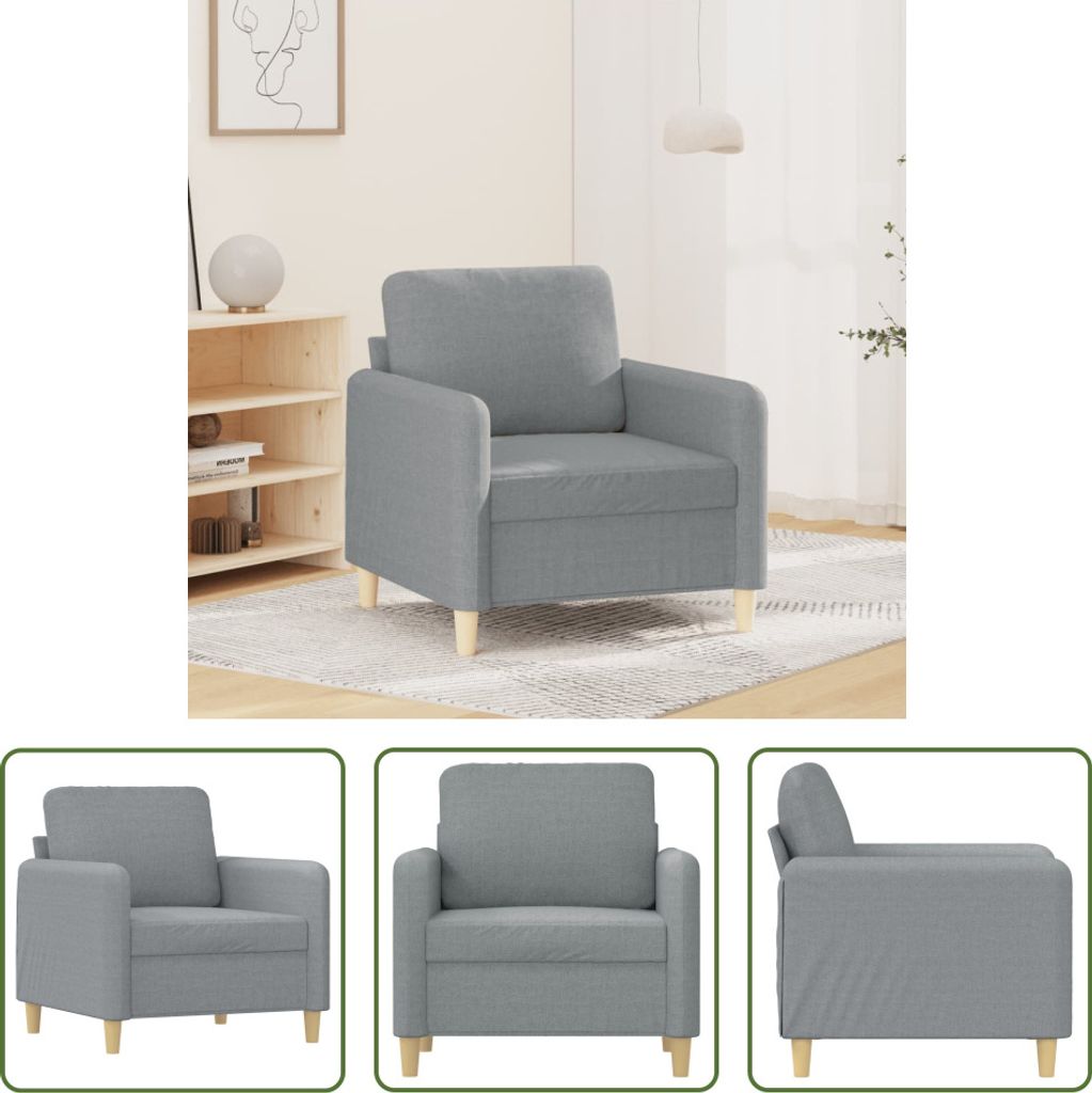 The Living Store Sessel Hellgrau 60 cm Stoff