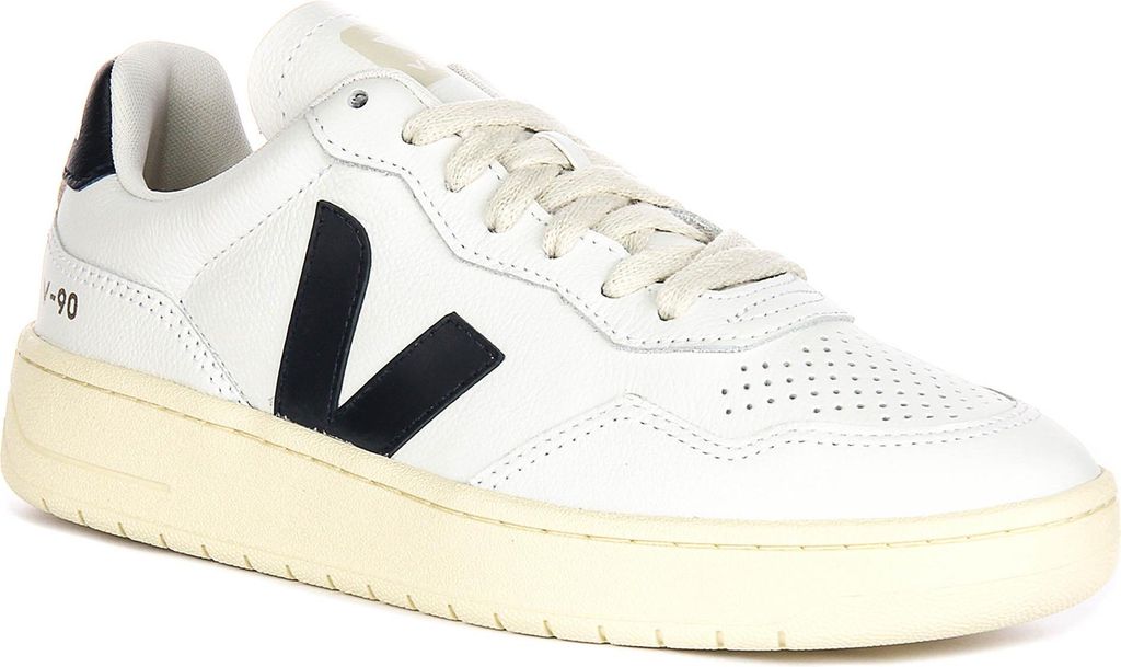Veja V 90 Leather In White Navy For Women – 3 UK - 36 EU - 5 US / White Navy