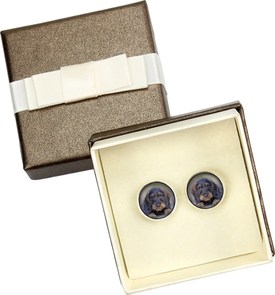 Gemelli Art-Dog Bassotto a Pelo Duro - Gioielli Uomo Handmade in Scatola - 1